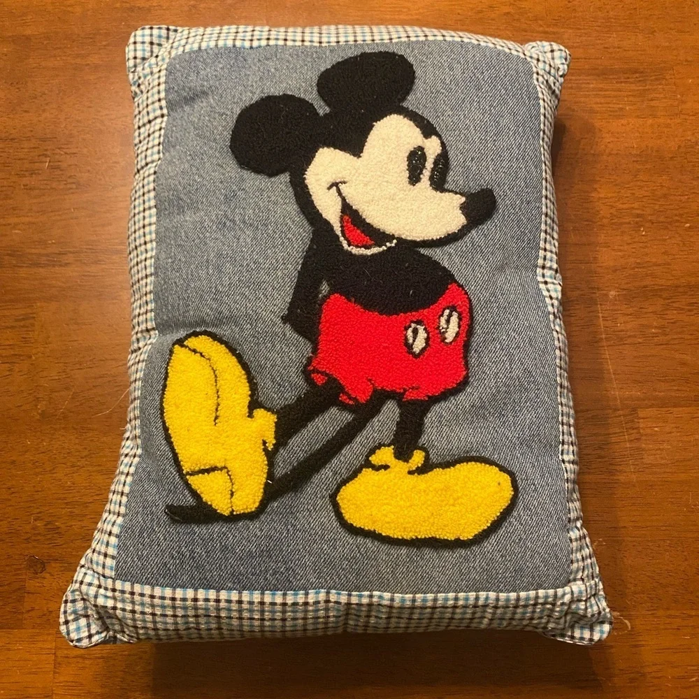 Vintage Mickey Mouse Needlepoint Decorative Pillow